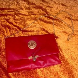 Crimson red Michael Kors crossbody/clutch